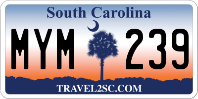 SC license plate MYM239