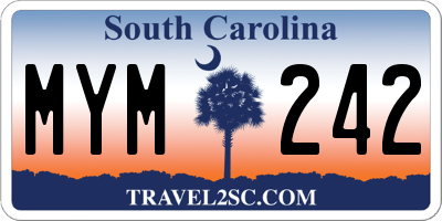 SC license plate MYM242