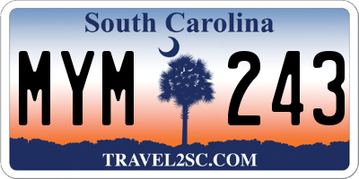 SC license plate MYM243