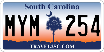 SC license plate MYM254