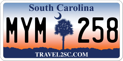 SC license plate MYM258
