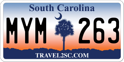SC license plate MYM263