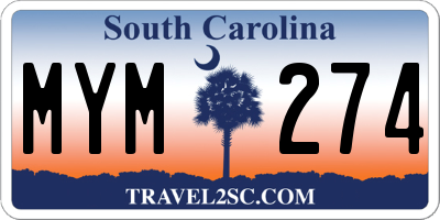 SC license plate MYM274