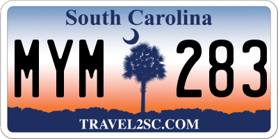 SC license plate MYM283