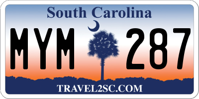 SC license plate MYM287