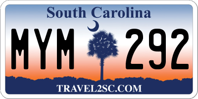 SC license plate MYM292