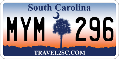 SC license plate MYM296