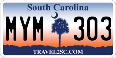 SC license plate MYM303