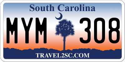 SC license plate MYM308