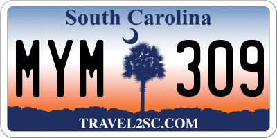 SC license plate MYM309