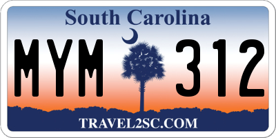 SC license plate MYM312