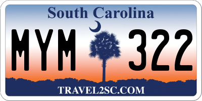 SC license plate MYM322