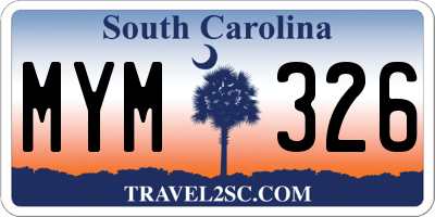 SC license plate MYM326