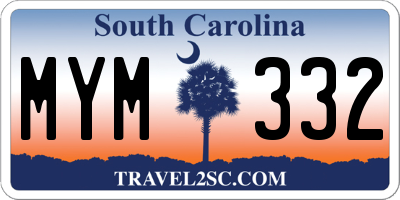 SC license plate MYM332
