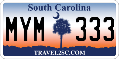 SC license plate MYM333