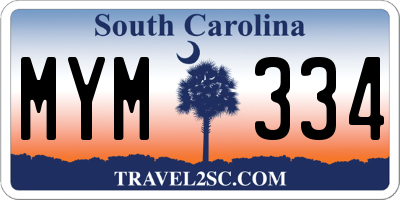 SC license plate MYM334