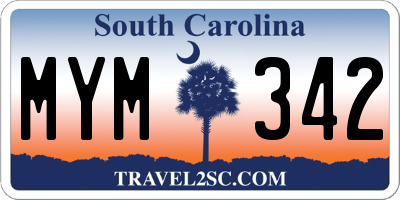 SC license plate MYM342
