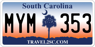 SC license plate MYM353