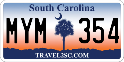 SC license plate MYM354
