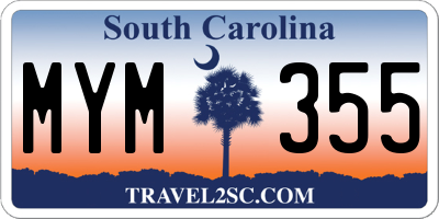 SC license plate MYM355