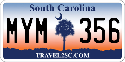 SC license plate MYM356