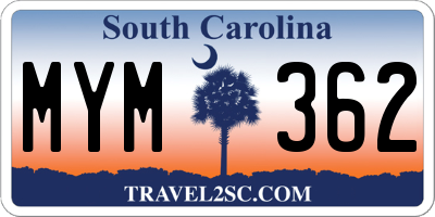 SC license plate MYM362