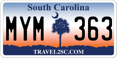 SC license plate MYM363