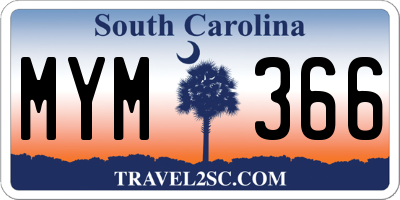SC license plate MYM366