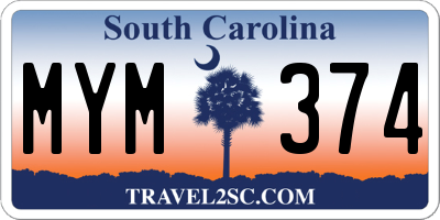 SC license plate MYM374