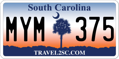 SC license plate MYM375