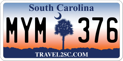 SC license plate MYM376