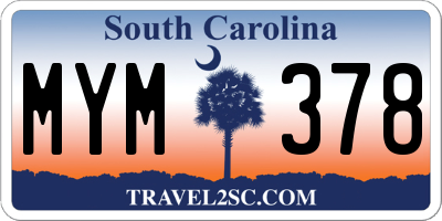 SC license plate MYM378