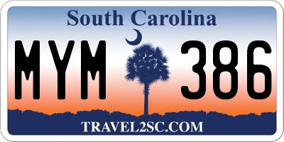 SC license plate MYM386
