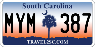 SC license plate MYM387