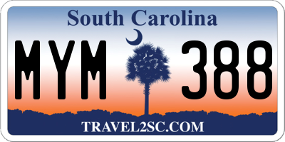 SC license plate MYM388