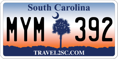 SC license plate MYM392