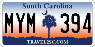 SC license plate MYM394