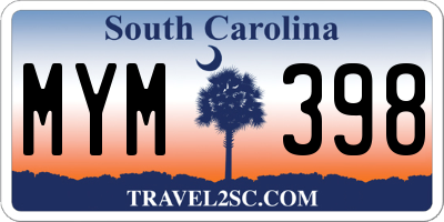 SC license plate MYM398