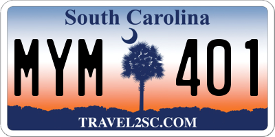 SC license plate MYM401