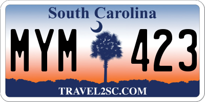 SC license plate MYM423