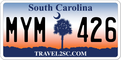 SC license plate MYM426