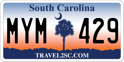 SC license plate MYM429