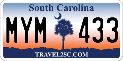 SC license plate MYM433