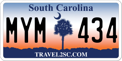 SC license plate MYM434