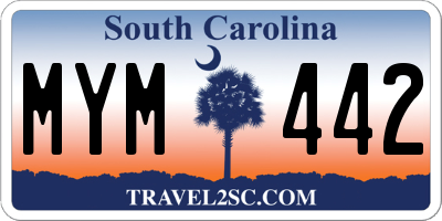 SC license plate MYM442