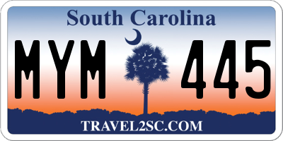SC license plate MYM445