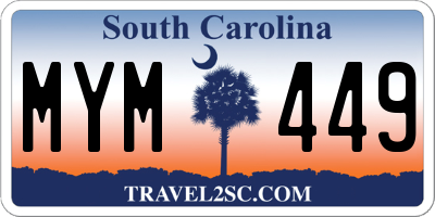 SC license plate MYM449
