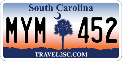 SC license plate MYM452