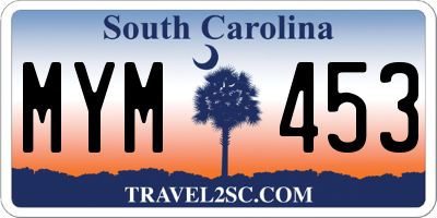 SC license plate MYM453