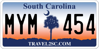 SC license plate MYM454